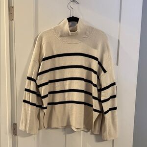 Banana Republic Striped Turtleneck Sweater in Cream and Black
